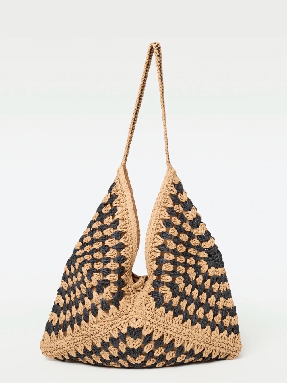 🔘l*space “ coastline “ Crochet Hobo Bag in Tan and Black